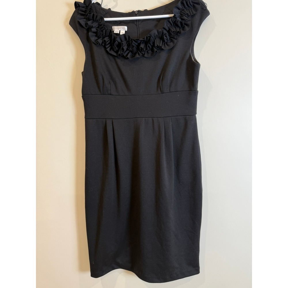 London‎ Times Black Ruffle Neck Sleeveless Career Party Cocktail Dress Size 10